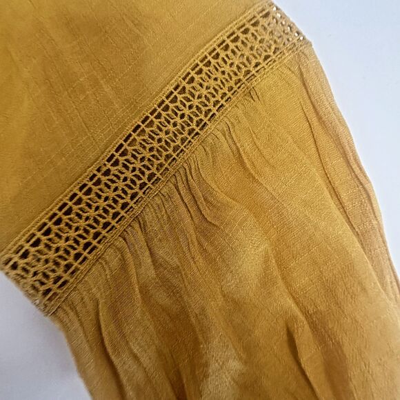 BCX Womens S Gold  Lace Cut-Out Crop Elastic Waist Milkmaid Coquette Cottagecore - Picture 2 of 5